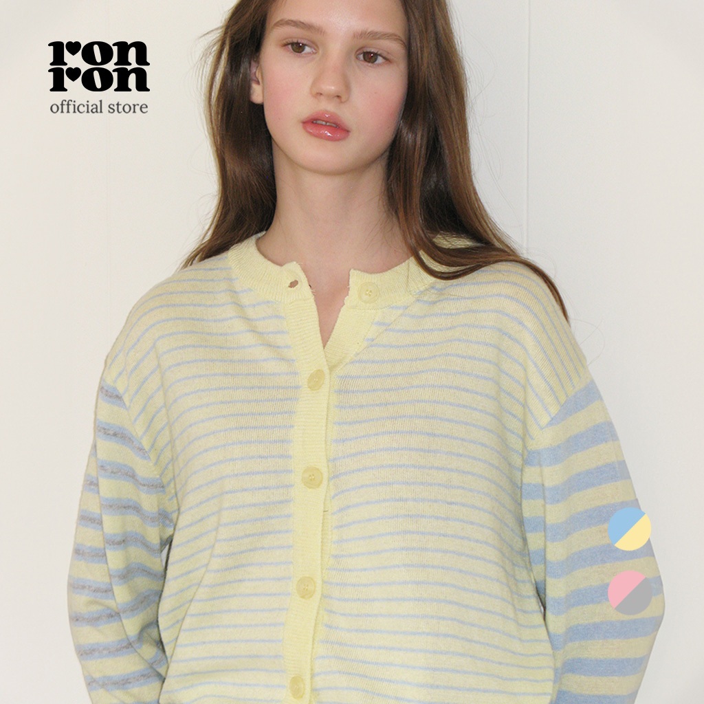 [RONRON] TRIPLE STRIPE HARMONY KNIT CARDIGAN / 2colors
