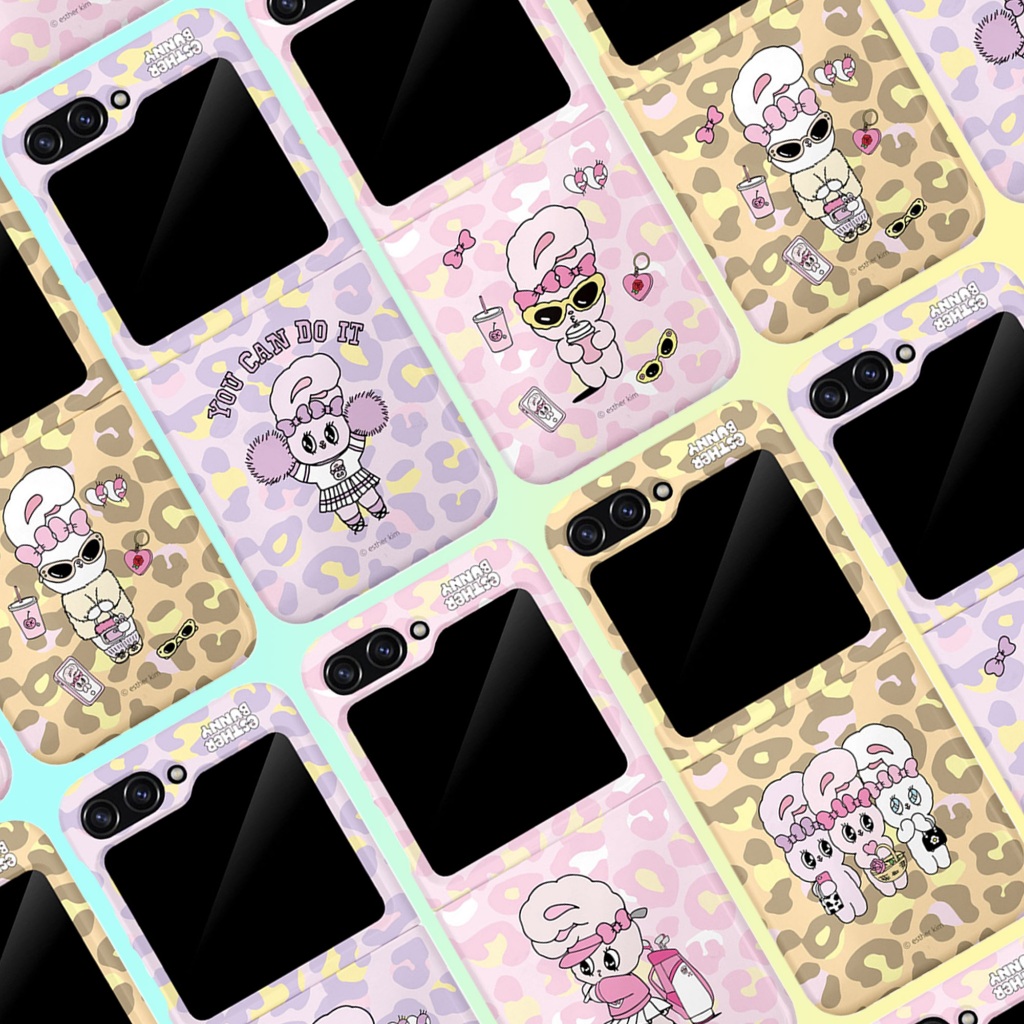 เกาหลี Esther Bunny Z Flip 6 / 5 / 4 / 3 เคสโทรศัพท์แบบแข็ง ดีไซน์ลายเสือดาว ดีไซน์เพรียวบาง ดีไซน์น่ารัก Samsung Galaxy