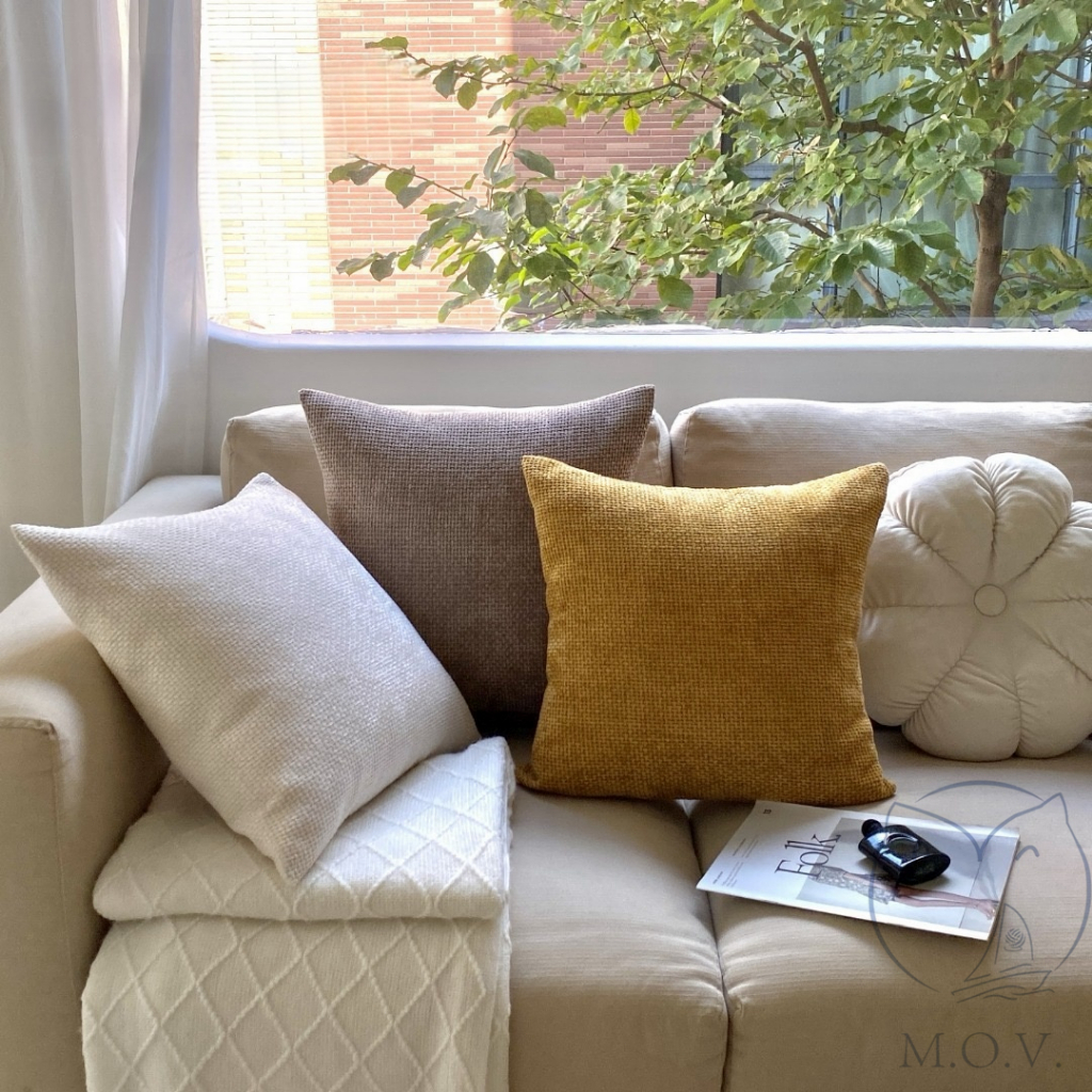 45X45CM SOFA CUSHION COVER ARMCHAIR PILLOW CHENILLE VELVET DECOR PILLOW CUSHION INSERT MOV มอร์เดน