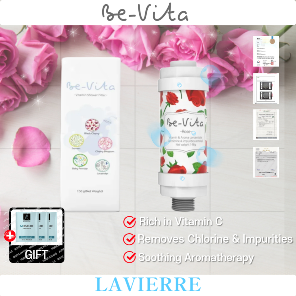 BEVITA Be-Vita Shower Filter 50mmX50mmX148mm 180g คลอรีนกําจัดความปลอดภัยกลิ่นกุหลาบ