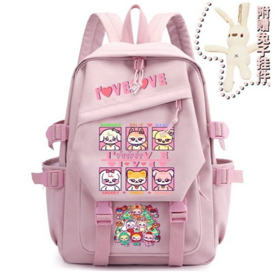 Pokaera IVE K-pop Backpack 31L ดีไซน์ซิปคู่น่ารัก สำหรับนักเรียนและวัยรุ่น