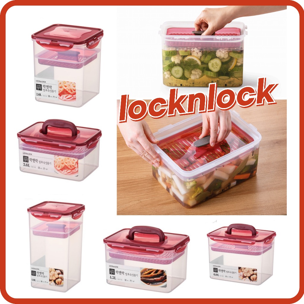 [LOCKNLOCK] ภาชนะหมักและหยิบ 2.6L 3.6L 4L 4.5L 6L Food Storage Container Pickle Container Press Airtight Container / ส่งจากเกาหลี