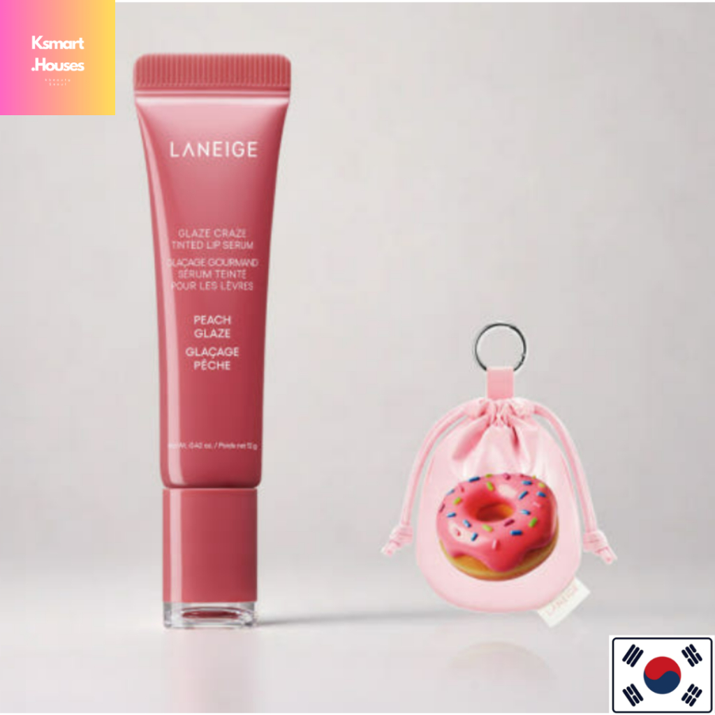 Laneige Glaze Craze Tinted Lip Serum (6 ชนิด) 12g + Laneige Donut pouch Keyring