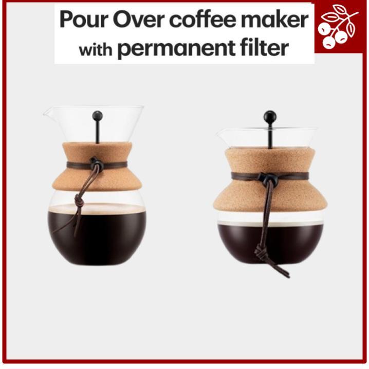 เครื่องชงกาแฟ Bodum Pour Over พร้อมฟิลเตอร์ถาวร – Cork Edition (1.0L / 0.5L)