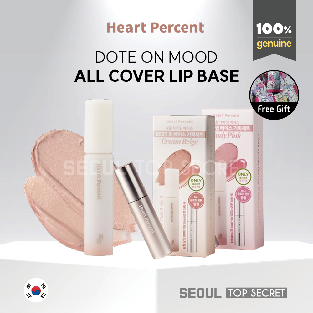 [Heart Percent] Dote On Mood All Cover Lip Base 4.1g 9 สี + One Way Glow Tint