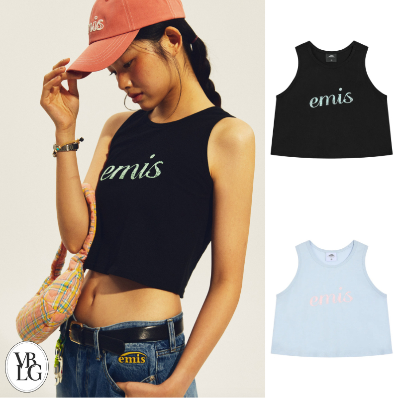 เสื้อแขนกุดวินเทจ EMIS สีดำ/ฟ้า