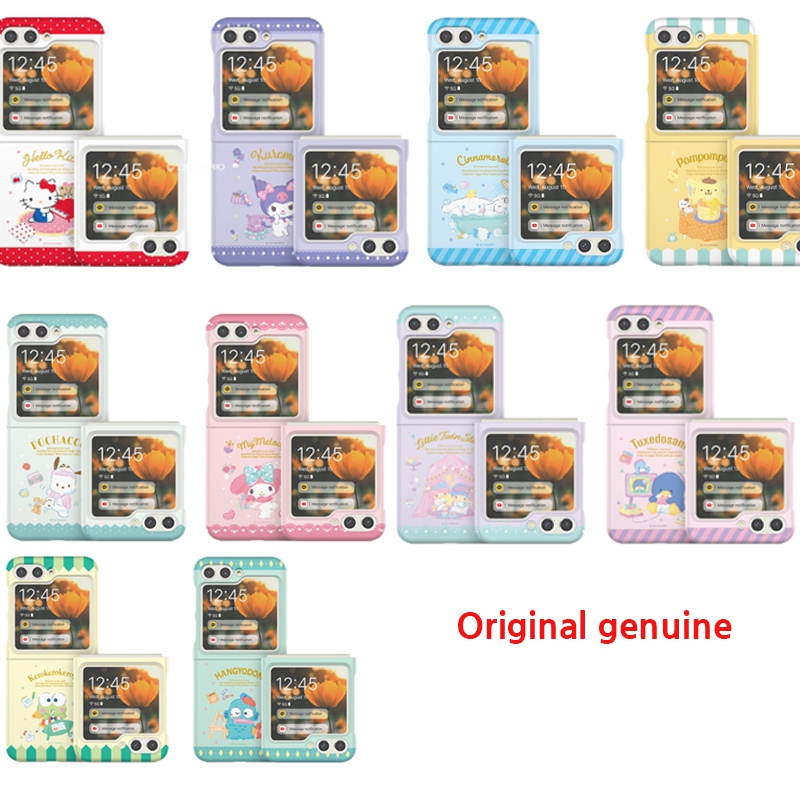 Z พลิก7◀Sanrio GALAXY{Z FLIP6/Z FLIP5/4/3}เคสโทรศัพท์แบบแข็ง Happy Ver2 Hello Kitty Kuromi Cinnamoroll My Melody