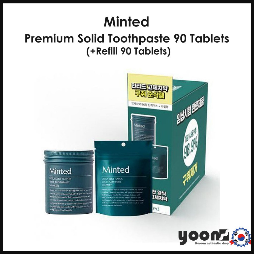 [Minted] ยาสีฟันพรีเมี่ยมโซลิด 90 เม็ด (+รีฟิล 90 เม็ด)_จากเกาหลี