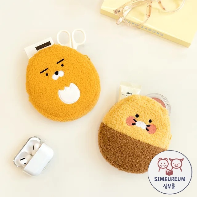 [Kakao Friends] Korea Ryan Choonsik Boucle Flat Pouch Coin Holders | กระเป๋าใส่เหรียญแบบแบนของ Ryan 