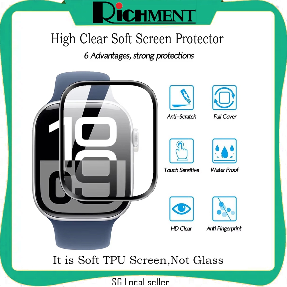 SG SELLER RICHMENT 3D Curved TPU Soft Screen Protector สําหรับ iwatch series 10 46 มม.42 มม.ฟิล์มหน้
