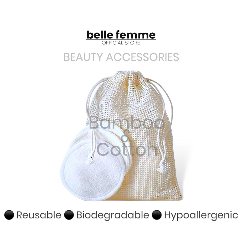 Belle femme Bamboo Terry สําลีเช็ดหน้าอุปกรณ์เสริมความงามแผ่นทําความสะอาดและโทนเนอร์อ่อนโยน