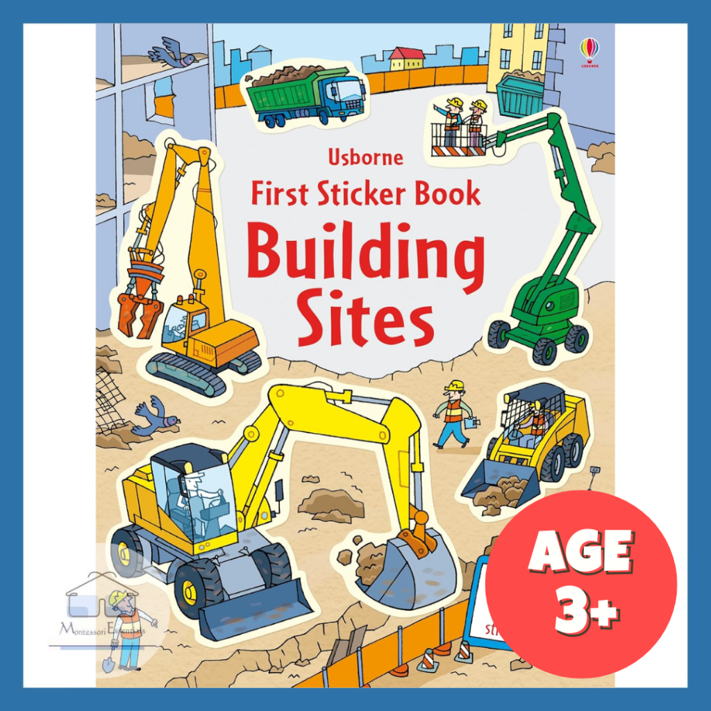 (สถานที่สร้าง) Usborne First Sticker Book หนังสือสติกเกอร์สําหรับเด็ก กิจกรรมสําหรับเด็ก การศึกษาปฐม