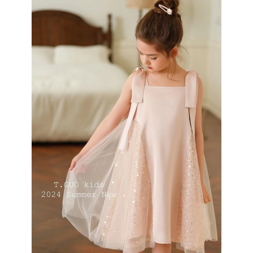 สาวแต่งตัวครีม/ สีเทา-สีฟ้าสองสีเด็กชุดเลื่อมเงาออกแบบเฉพาะบนไหล่สาวพรรคชุดดอกไม้สาวชุด