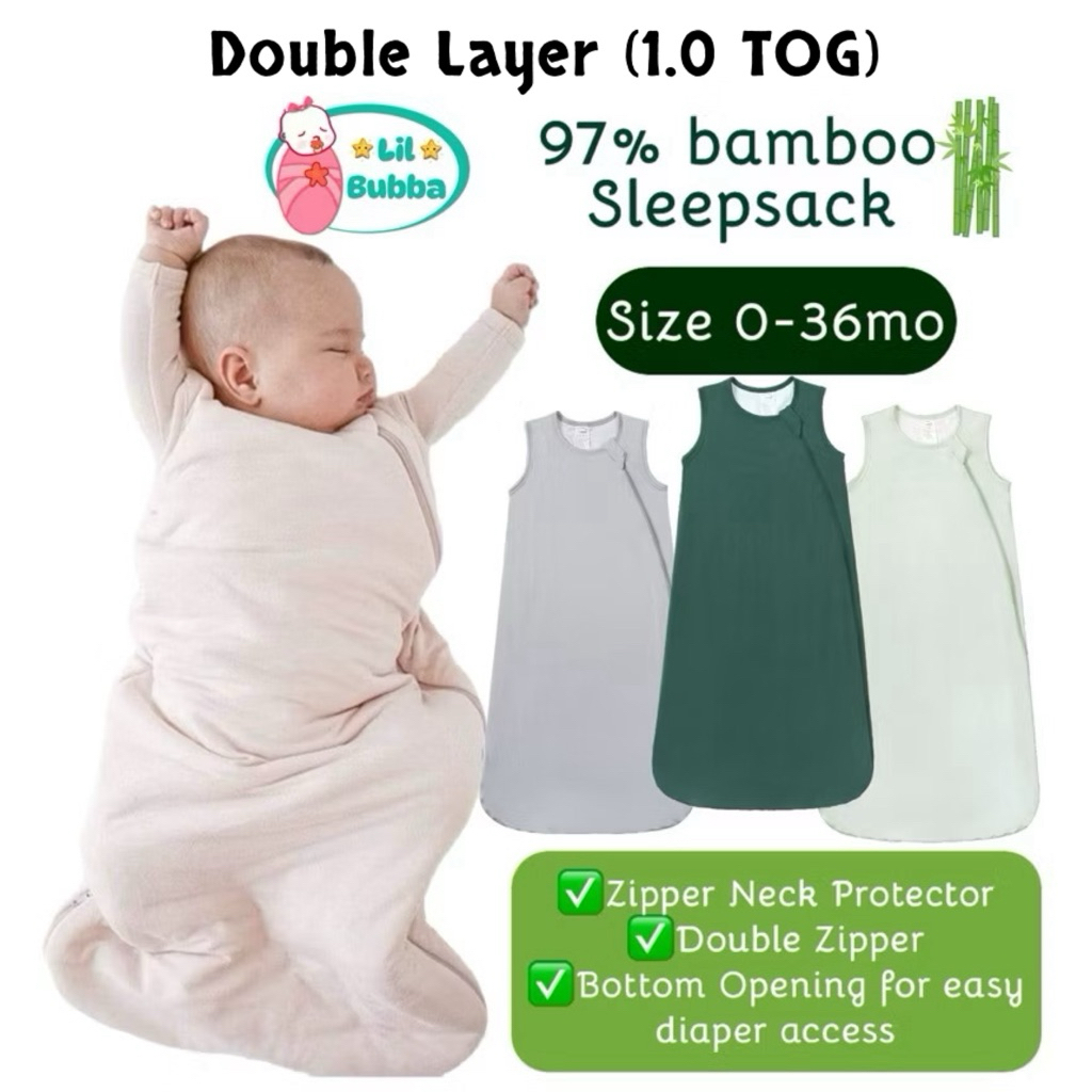 [LIL BUBBA] PREMIUM BAMBOO BABY KIDS SLEEPING BAG 1.0 TOG LAYER DOUBLE WEARABLE BLANKET