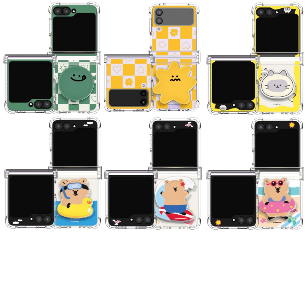 เกาหลี GALAXY {Z FLIP6/Z FLIP5/Z FLIP4}Case Acryl Smart Tok บานพับป้องกันกันชนใส