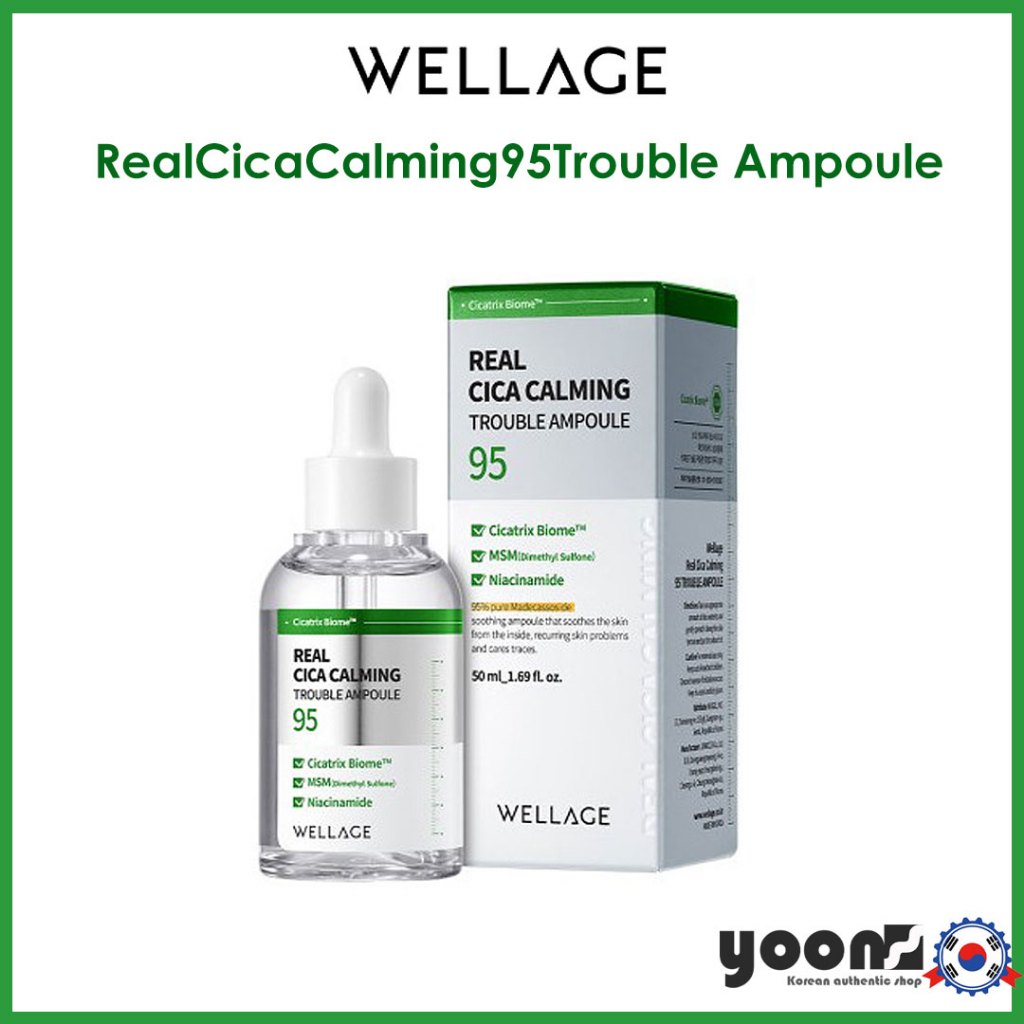 (READY To SHIP) [WELLAGE] Real Cica Calming 95 Trouble Ampoule 50ml_จากเกาหลี