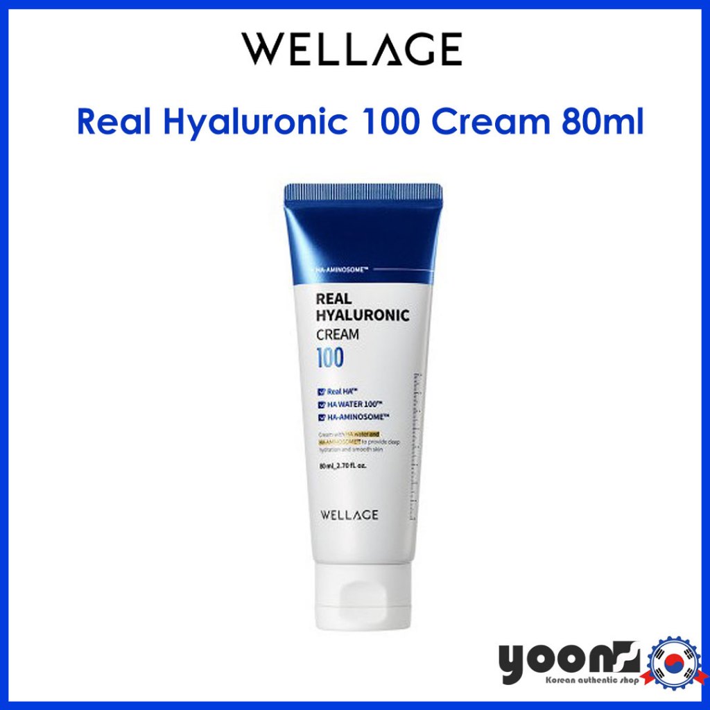 (READY TO SHIP) [WELLAGE] Real Hyaluronic 100 Cream 80ml_จากเกาหลี