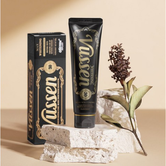 Vussen 28 / 30 เม้าท์ไวท์เทนนิ่งเพสท์ กลิ่นกานพลูมิ้นต์ 80g