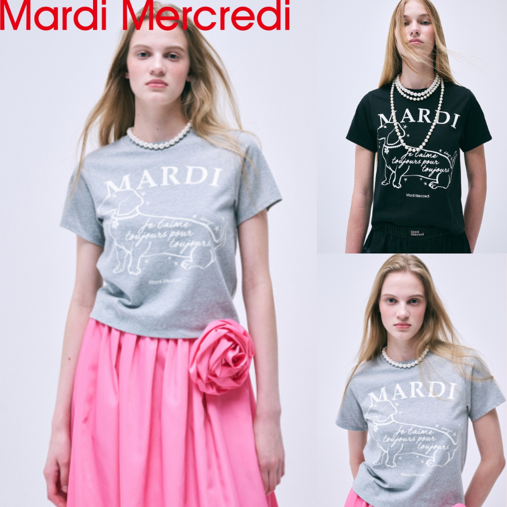 [MARDI Mercredi] SLIM TSHIRT SWING THE TAIL DDANJI FLOWER CHOKER_2COLOR / สินค้า KR ของแท้ 100% / จัดส่งรวดเร็วจาก KR!