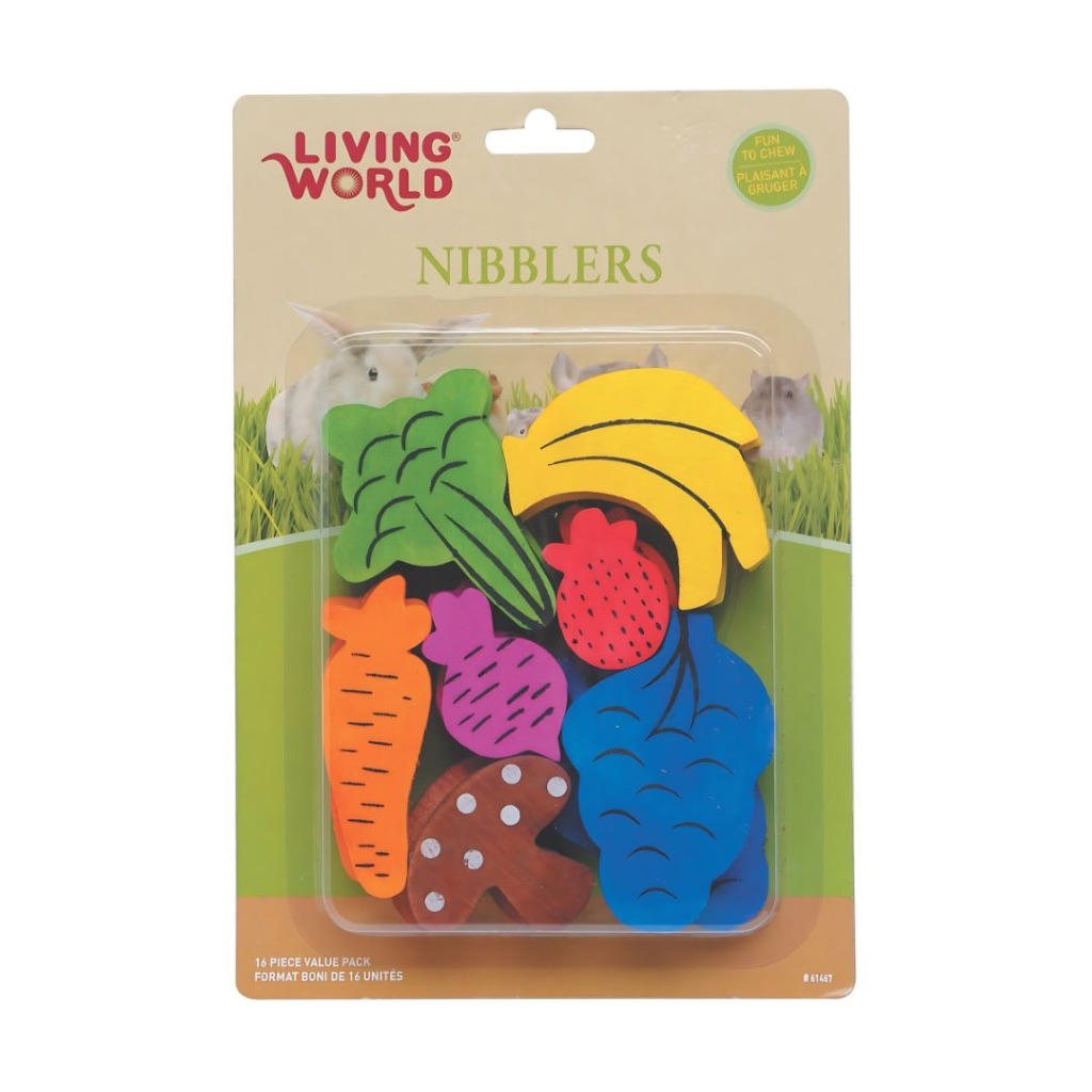 Living World Nibblers Wood Chews Fruit Veggie Mix 14pc (61467)