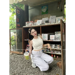 Aurora 🛒พร้อมส่ง🚚 (รูปถ่ายจากงานจริง)เสื้อสายเดี่ยวไหมพรม คล้องคอ สไตล์เกาหลีแบบแซ่บมาก ผ้านิ่มใส่สบาย