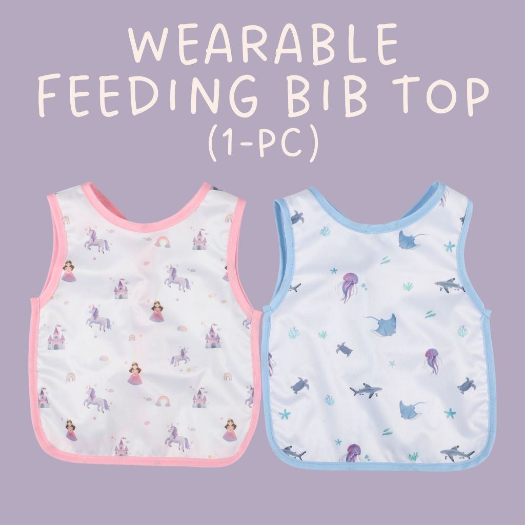 [SG INSTOCKS] ผ้ากันเปื้อนป้อนอาหารแบบสวมใส่ได้ - วัสดุแห้งเร็ว เหมาะสําหรับ BLW หย่านม Spoofeed