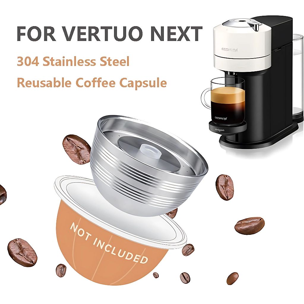 Reusable Nespresso Vertuo Stainless Steel Capsule | Refillable VertuoLine Pods | Eco-Friendly Reusab