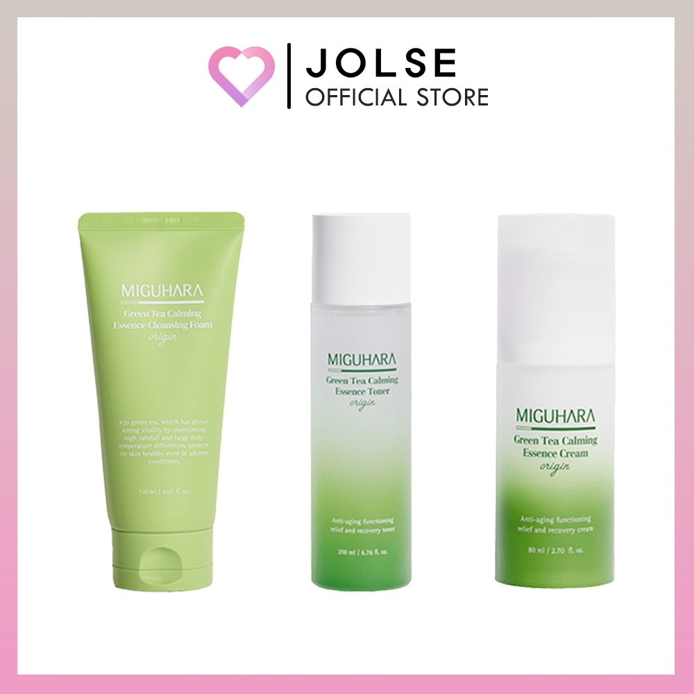 [MIGUHARA Green Tea] Green Tea Calming Essence Toner Origin / Cream Origin / Unsing Foam Origin