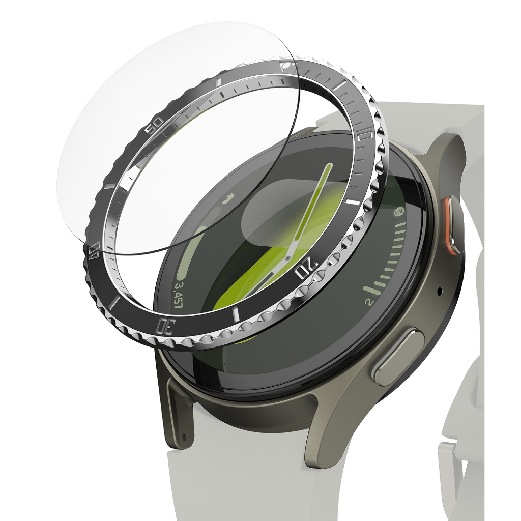 Ringke Bezel Styling & Glass Premium สําหรับ Galaxy Watch 7 44mm น้ําหนักเบากาวกรอบสแตนเลสพร้อมตัวป้