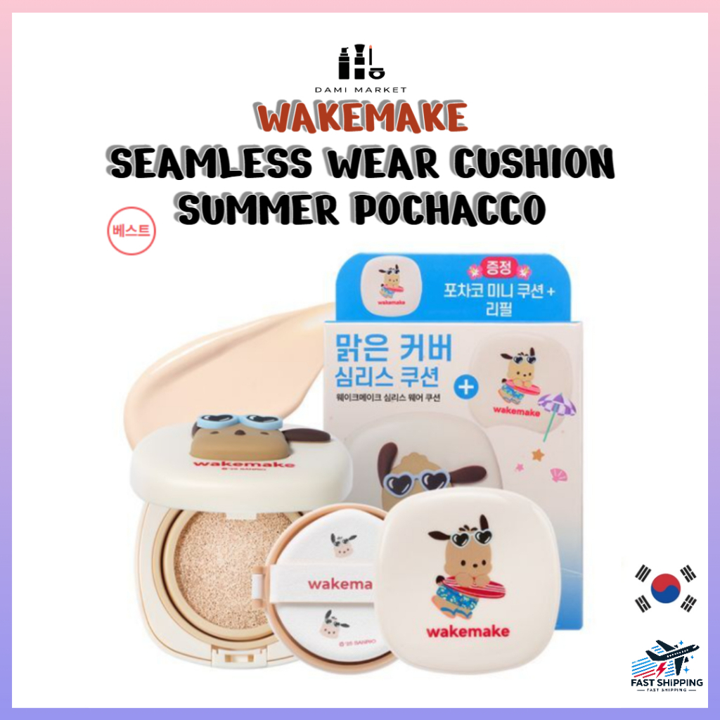 WAKEMAKE Seamless Wear Cushion [Tning Pochacco Edition] – 9 สี (+ Mini Cushion Gift)
