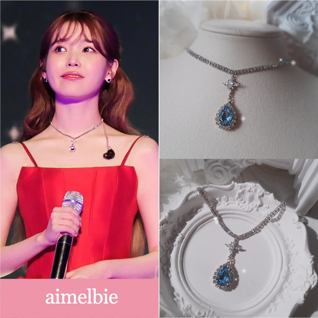 [IU สร้อยคอ] ♥ เครื่องประดับเกาหลี ♥ สร้อยคอโชคเกอร์ Rhinestone Queen โรแมนติก - ไพลินแสง