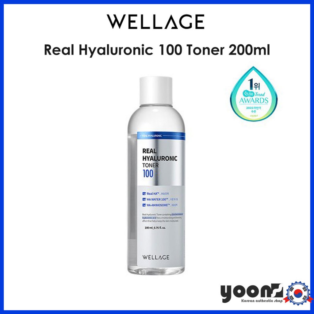 (READY TO SHIP) [WELLAGE] Real Hyaluronic 100 Toner 200ml_จากเกาหลี