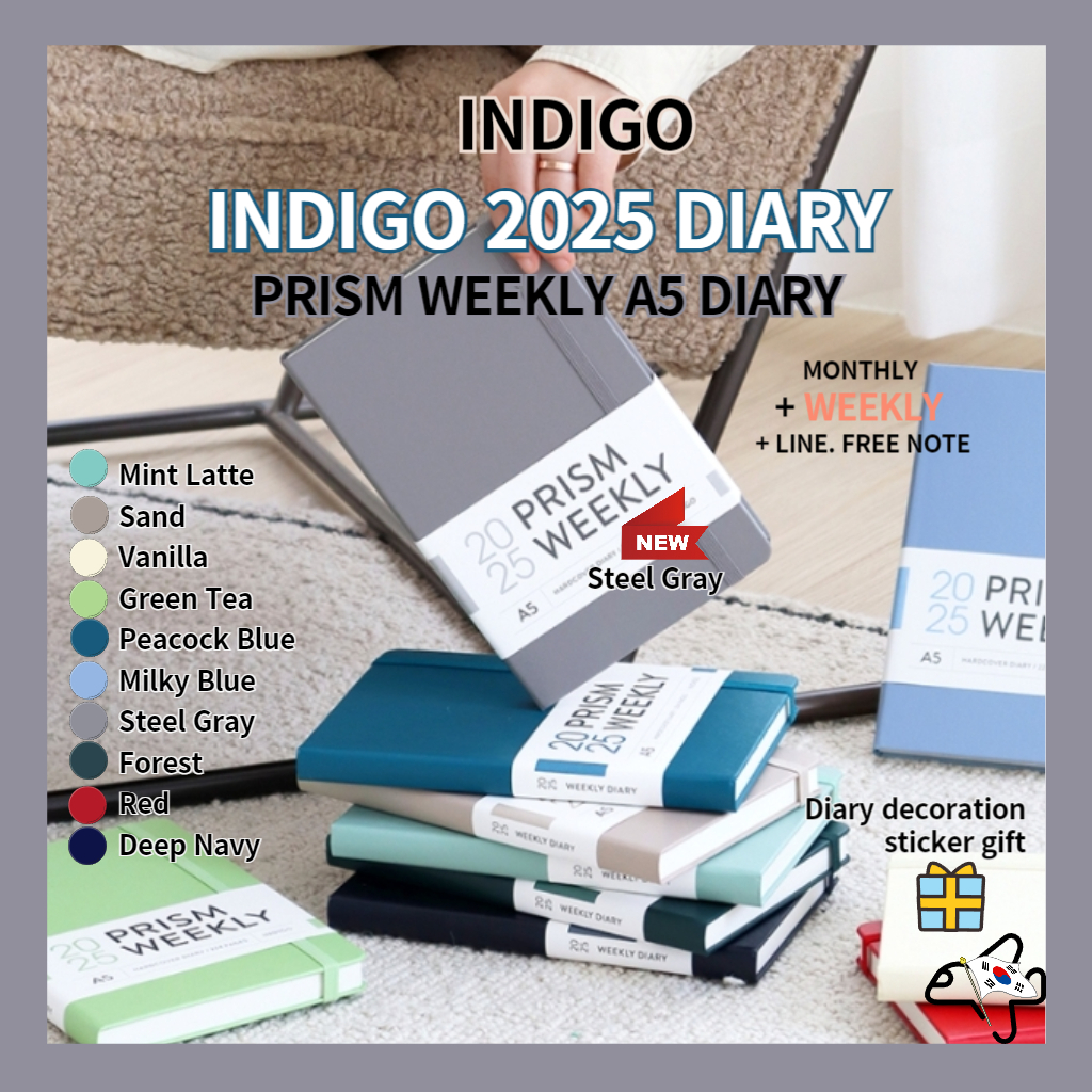2025 Indigo Prism Weekly A5 diary/Weekly Planner/ Indigo Planner/เกาหลี 2025 ไดอารี่