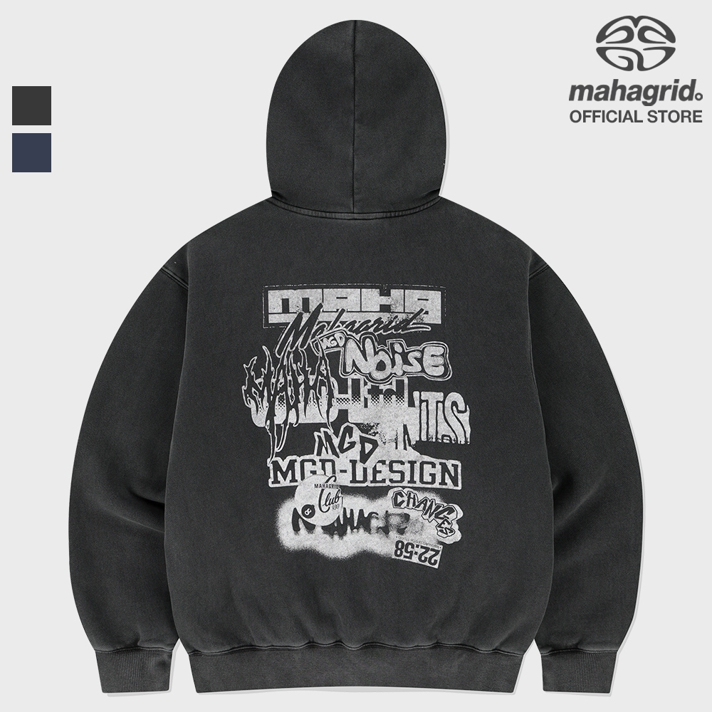 [MAHAGRID] Logo List Pigment Hoodie_Unisex_สไตล์เกาหลี_ดีไซน์ฟลีซ