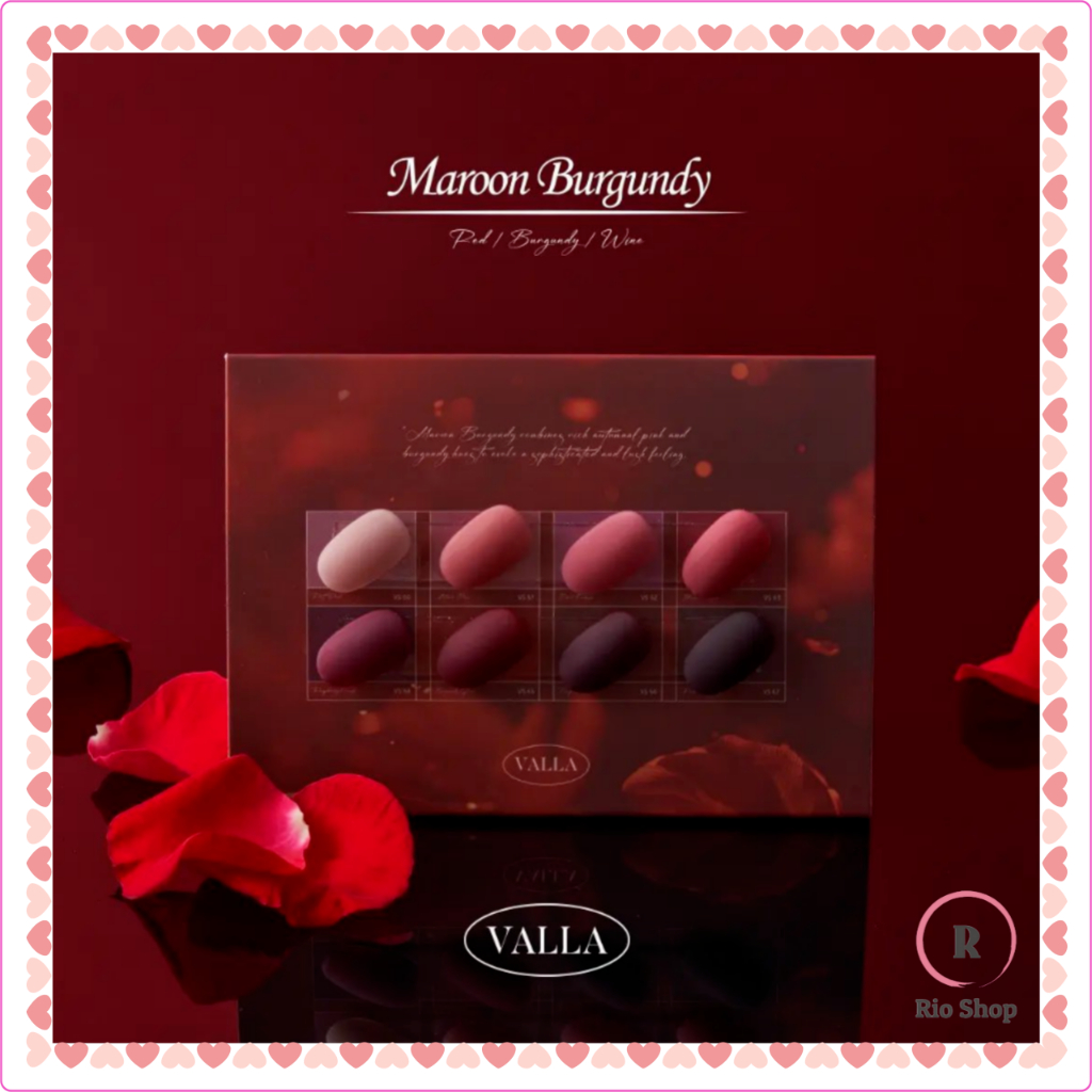 VALLA x Maroon Burgundy 8 สี Set Syrup Nail