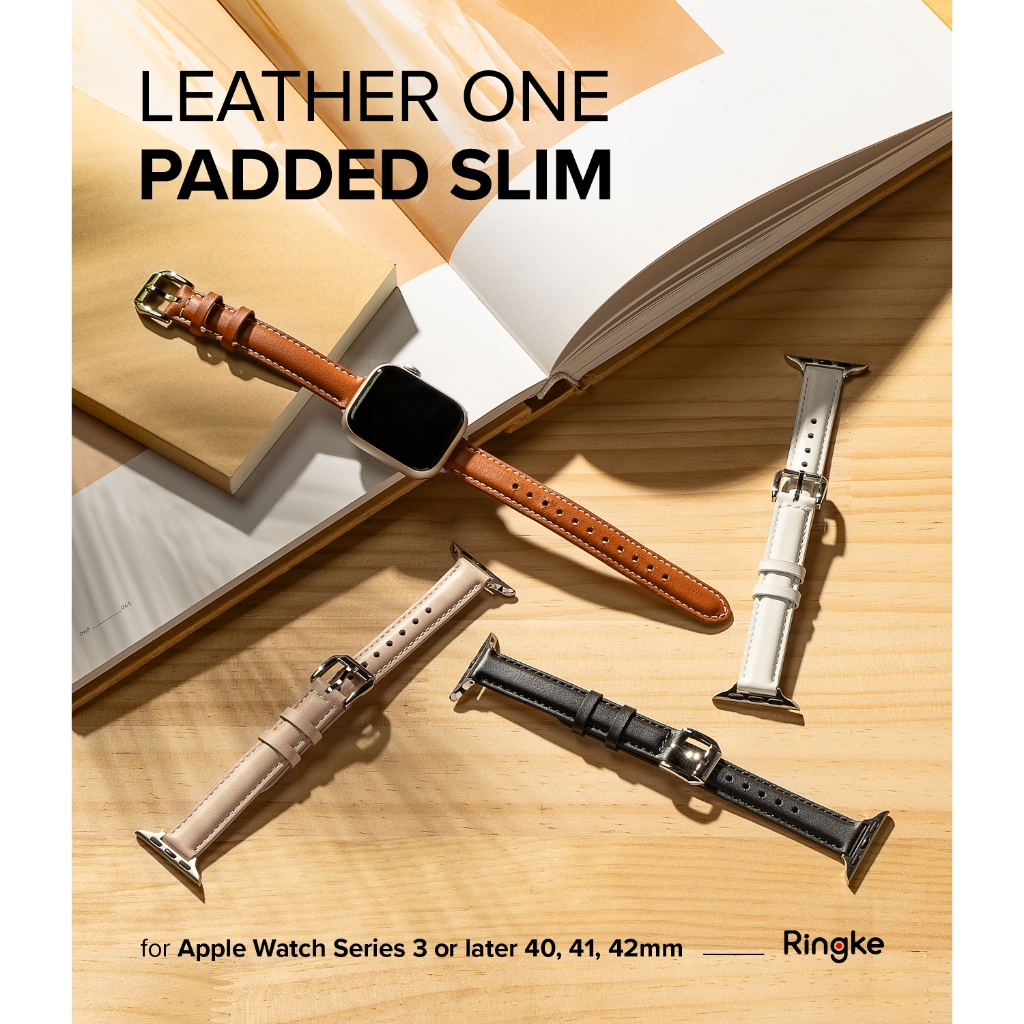 Ringke Leather One Padded Slim สําหรับ Apple Watch Series สายนาฬิกาสมาร์ทวอทช์ที่สวยงามและมีสไตล์ ราคา ถูกที่สุด ดีลบีเคเค แกลเลอรีภาพที่ 2