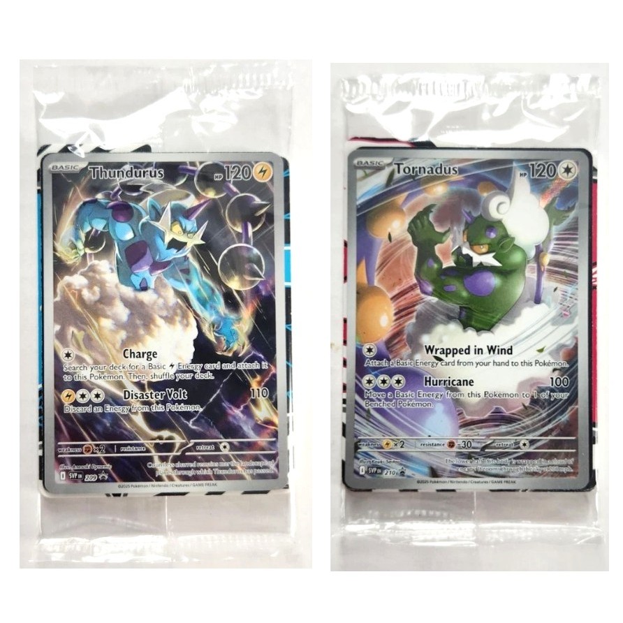 English Pokemon Thundurus SVP209 Black Bolt /Tornaduces SVP210 White Flare ETB Black Star Card [รวมต
