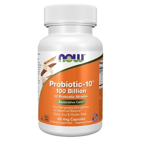 [ผลิตในสหรัฐอเมริกา] Now Foods Probiotic-10 100 Billion CFU Veg Capsules - 60 นับ