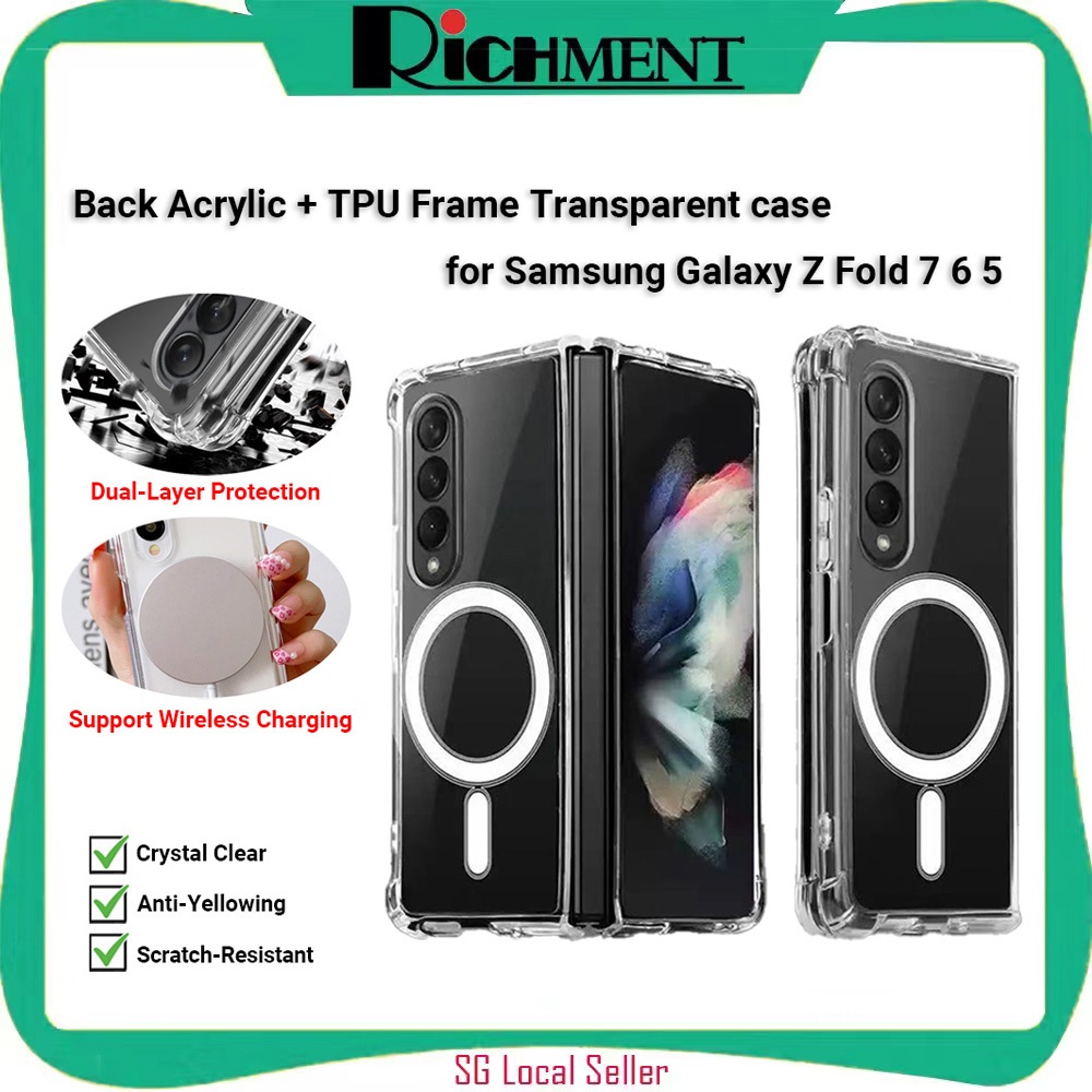 สําหรับ Samsung Galaxy Z Fold 7 Clear Case Fold7 โปร่งใสกันกระแทกแม่เหล็ก Slim ฝาครอบป้องกัน Flip 7 