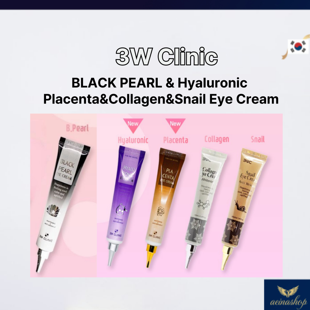 3W Clinic Eye Cream 40ml – Black Pearl, Hyaluronic, Placenta, Collagen, Snail