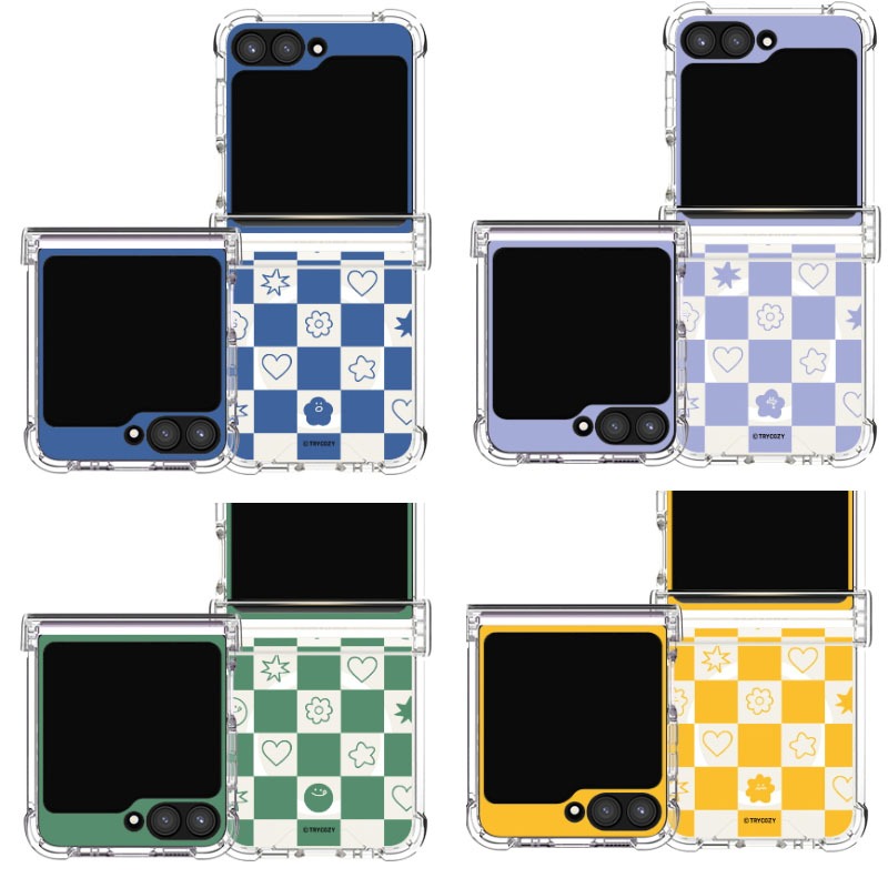 เกาหลี GALAXY {Z FLIP6/Z FLIP5/Z FLIP4}Case บานพับแม่เหล็กป้องกัน Cear กันชน HEY