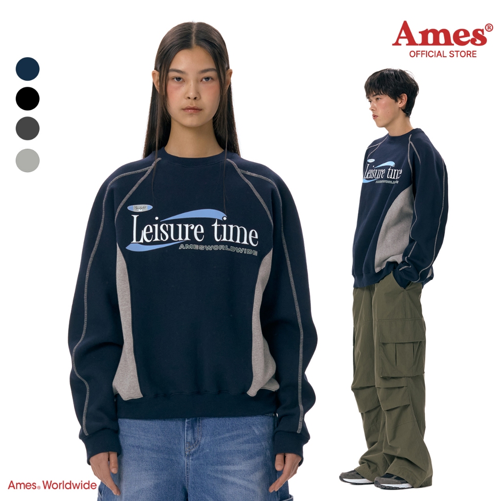 [AMES] LEISURE TIME LOGO SWEATSHIRT_สไตล์เกาหลี