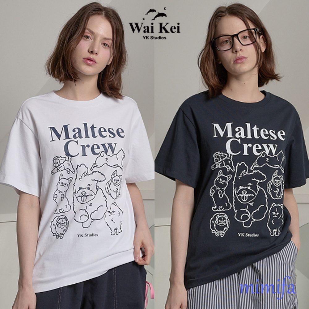 Waikei MATEse เสื้อยืดแขนห้าส่วนกราฟิกแนวลูกเรือ