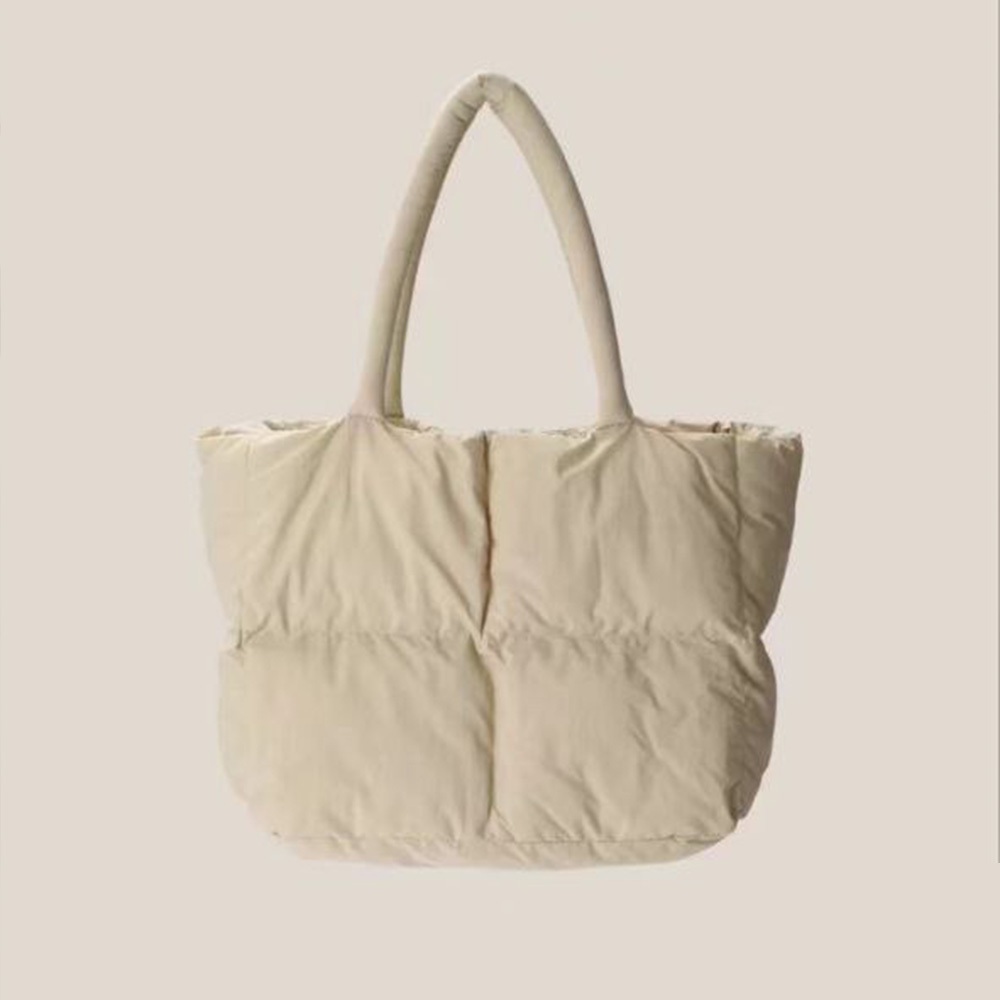 [SG] Poofy Nylon Tote Bag Square Medium Puffer Puff Shopper Bag Sand Pippin Small Color Jevity Conve
