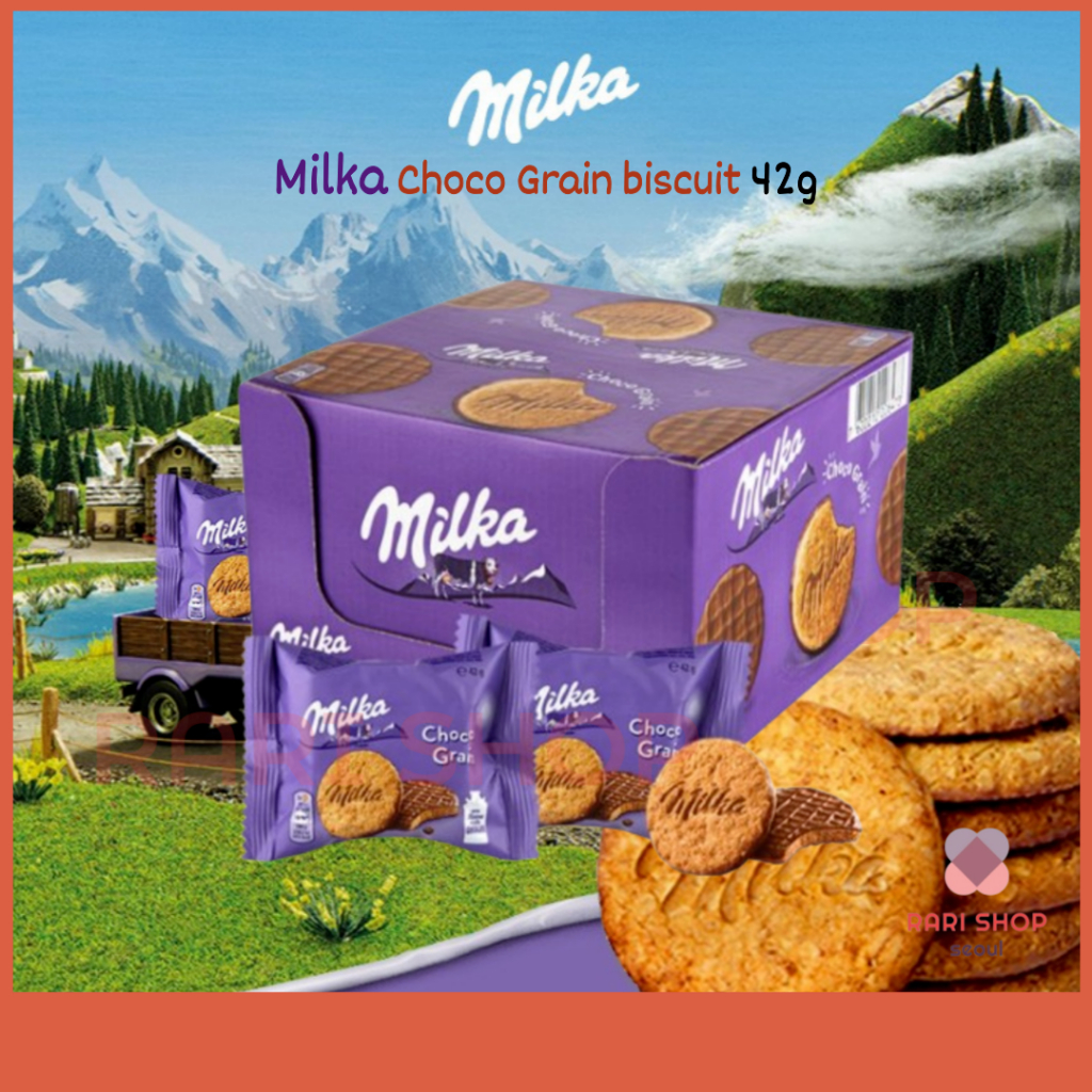 [Milka] Choco Grain Biscuit 168g l คุกกี้ช็อคโกแลต l 42g 2P (ไม่มีกล่อง)