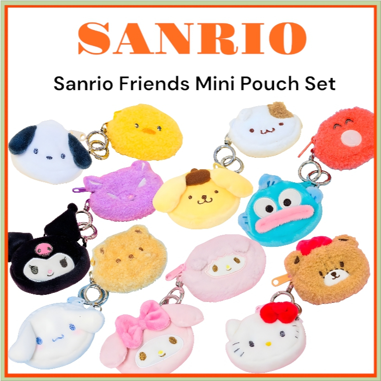[Sanrio] Sanrio Friends Mini Pouch Set kuromi coinholders bag charm (kuromi kitty mymelody ppompompurin cinnamoroll hangyodon pochacco)