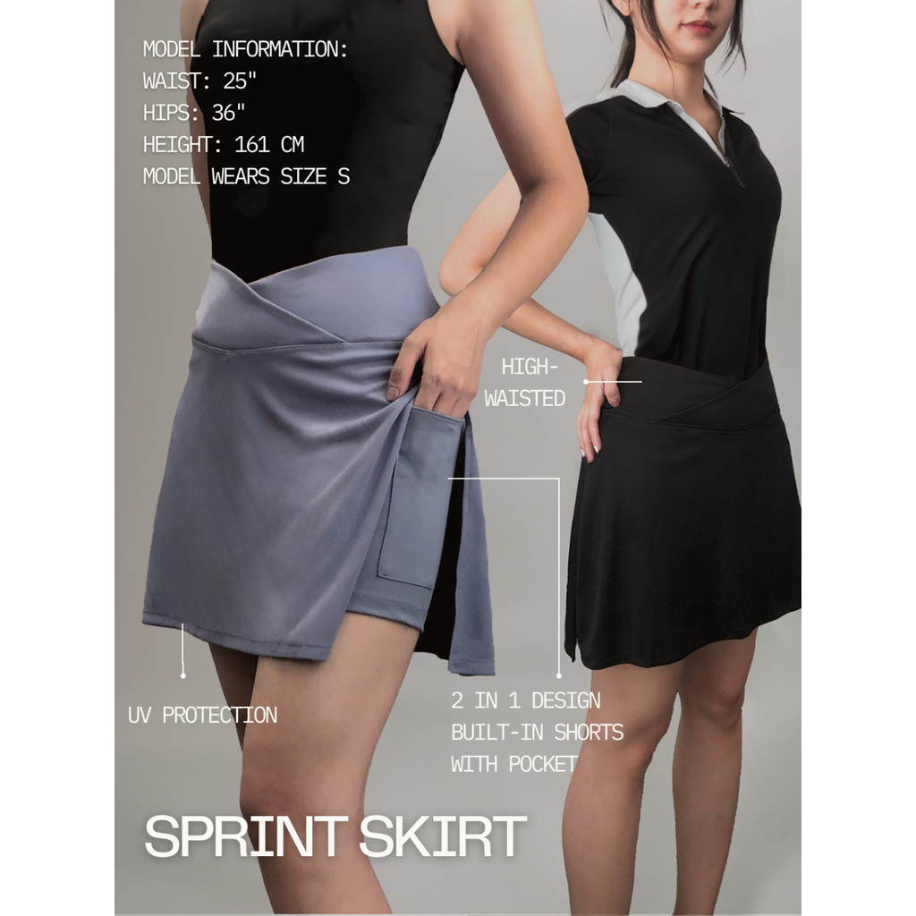 PY 2 in 1 Sprint Skirt กระโปรงวิ่ง ออกกำลังผู้หญิงขาสั้น ผ้านิ่ม ระบายอากาศ มีซับใน มีกระเป๋าเก็บของชิ้นเล็กด้านข้าง