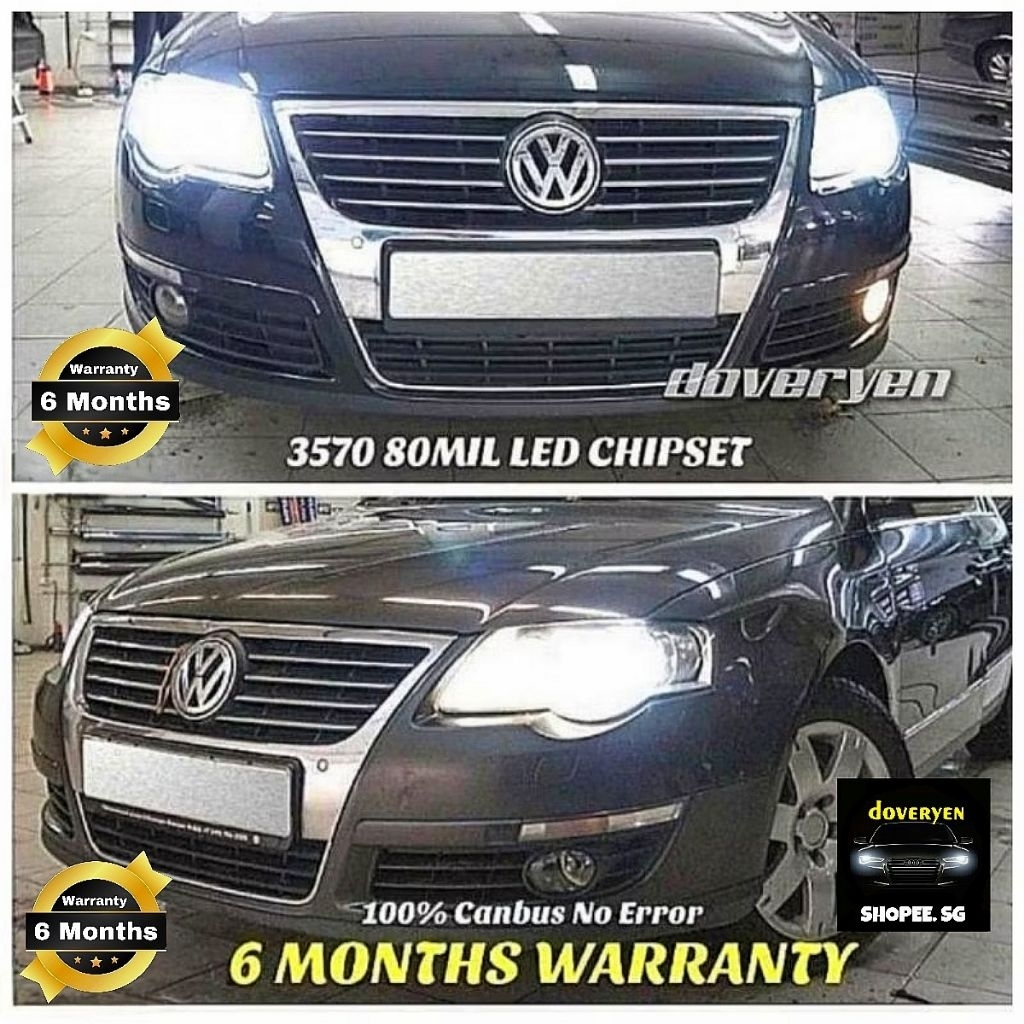Volkswagen Passat B6 6500k สีขาว Canbus LED ไฟหน้าหลอดไฟข้อผิดพลาดฟรี - H1 H7 H8 H11 HB3 HB4 W5W T10