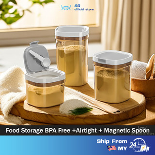 💯SG Ready Stock Bekas Susu Baby Kedap Udara Milk Powder Container Bayi Food Storage BPA Free +Airtight + Magnetic Spoon 奶粉罐 食品储存罐