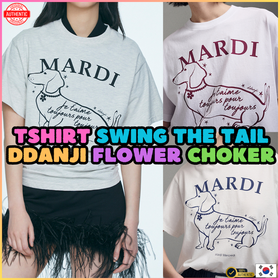 [Mardi Mercredi ] TSHIRT SWING THE TAIL DDANJI FLOWER CHOKER /เสื้อ mardi แท้